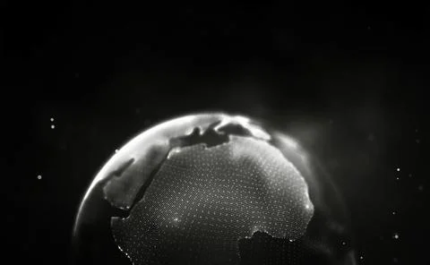 Black technology background. Global communication network concept. Illustrazione stock