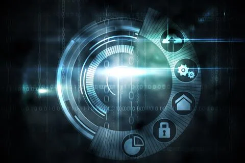 Black technology interface with glow Illustrazione stock