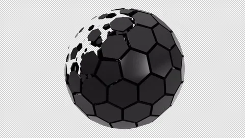 Black Technology Sphere Unfolding On Transparent background Stock Footage 244483349