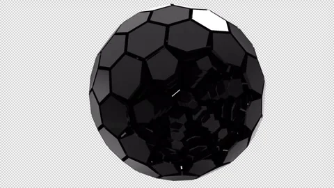 Black Technology Sphere Unfolding On Transparent background Stock Footage 244517858