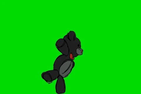Black Teddy Bear Walking -Animation - Hand-Drawn - Green Screen - Loop Stock Footage 68614357