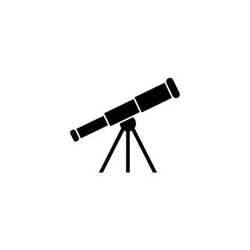 Black telescope vector icon for astronomy and space exploration Stock Illustration