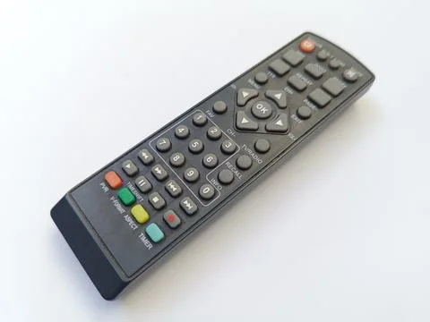 Black television remote control. Buttons. Controls remote devices. Stock Photos