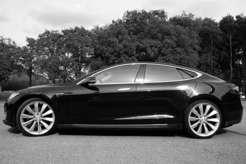Black Tesla Model S. Stock Photos