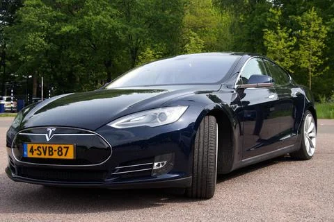 Black Tesla Motors Model S Stock Photos