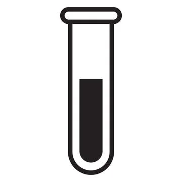 Black test tube vector icon isolated on white background Illustrazione stock