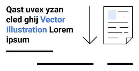 Black text blocks, blue Vector Illustration, black arrow pointing to document Stockillustratie