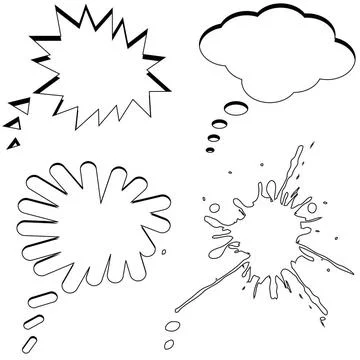 Black text bubbles against white black text bubbles against white backgrou... Foto stock