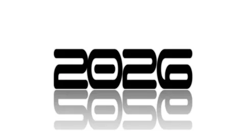 Black text new year 2026 celebration on white background Stock Footage 321945167