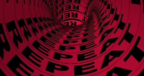 Black Text repeat animated on red background. Word repeat loop 4K animation Stock Footage 259670485