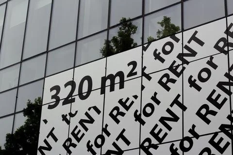 Black text on white sticker. Pattern for Rent on glass window wall Stock Photos