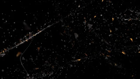 Black textured background of golden triangle dust flowing in a modern wave Stock Footage 123421200