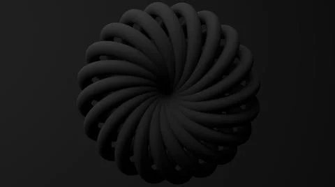 Black textured circle shape. Abstract monochrome illustration, 3d render. Stock Illustration