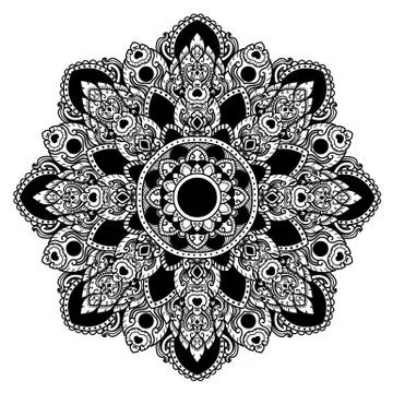 Black Thai mandala pattern vector design. Stock Illustration