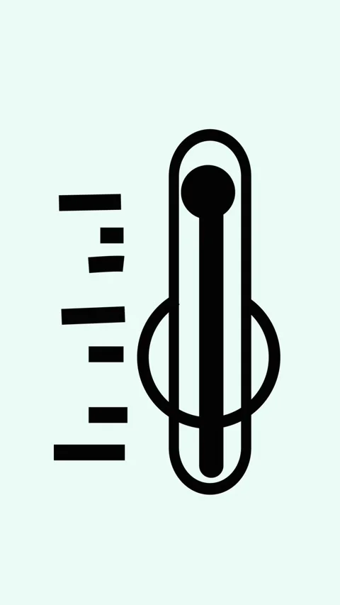 Black thermometer graphic with subtle motion animation vertical video. Clea.. Stock Footage 321626991