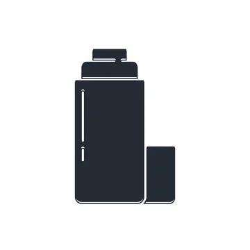 Black Thermos container icon isolated on white background. Thermo flask ico.. Stock Illustration