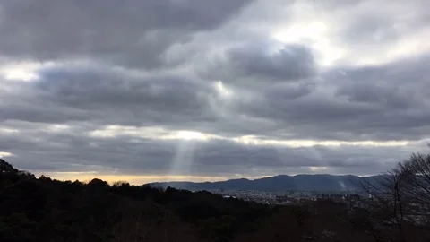 Black thick clouds moving fast in sunny day Stock Footage 79297358