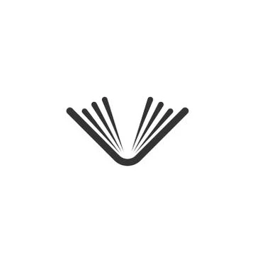 Black thick opened book with pages. Isolated on white. Flat reading icon. Vector Stock Illustration