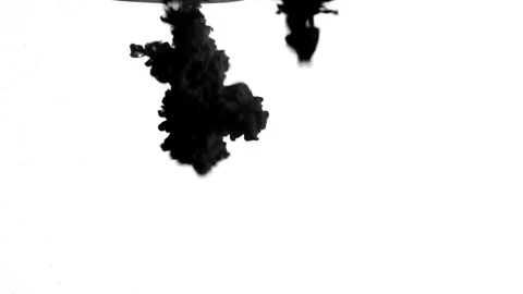 Black thick paint dissolves in clear water. background Stock-Footage 82167731