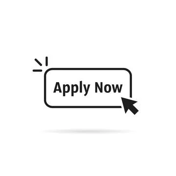 Black thin line apply now button Stock Illustration