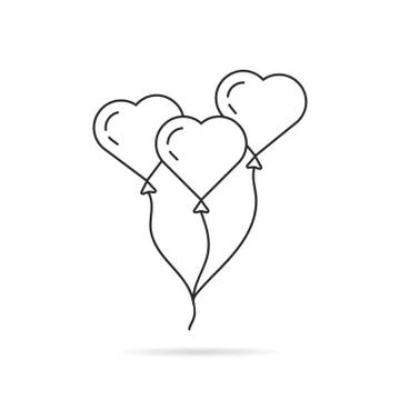 Black thin line balloon like heart Stock Illustration
