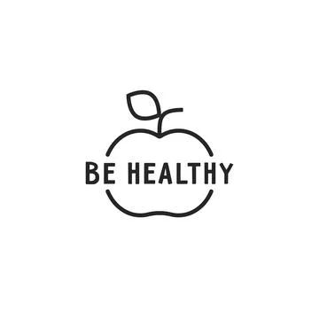 Black thin line be healthy logo Stock Illustration