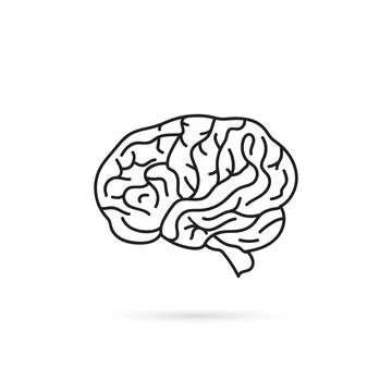 Black thin line brain simple icon Stock Illustration