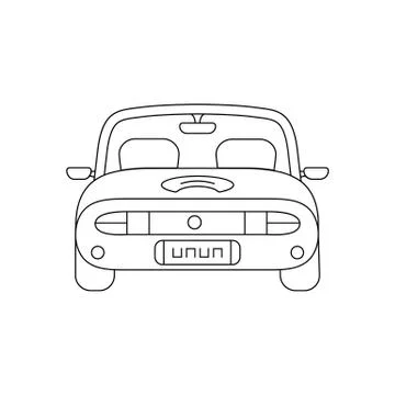 Black thin line car back view Stock Illustration