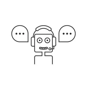 Black thin line chatbot hotline service Stock Illustration