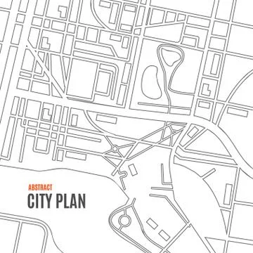 Black Thin Line City Map Card Background. Vector Stock Illustration