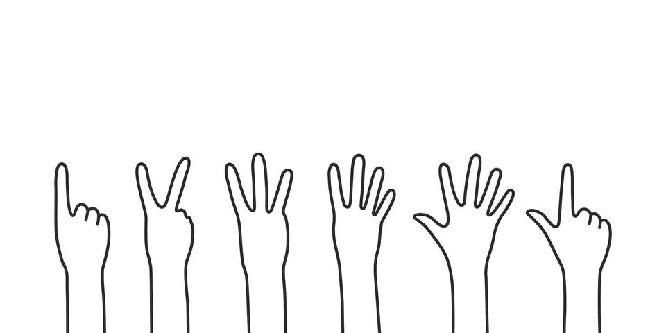 Black thin line counting hands Illustrazione stock