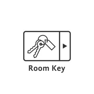 Black thin line digital room key logo Stock Illustration
