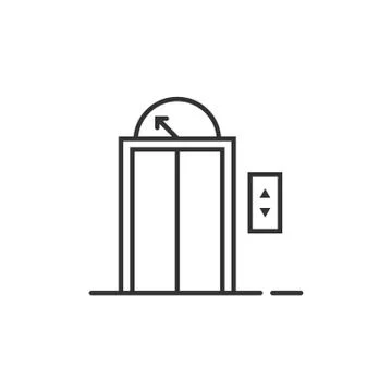 Black thin line elevator icon for house or hotel Stock Illustration