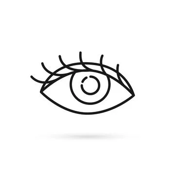 Black thin line eye icon with eyelashes Illustrazione stock