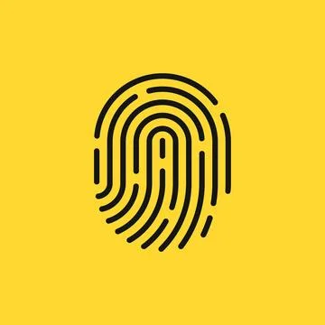 Black thin line fingerprint simple icon Stock Illustration