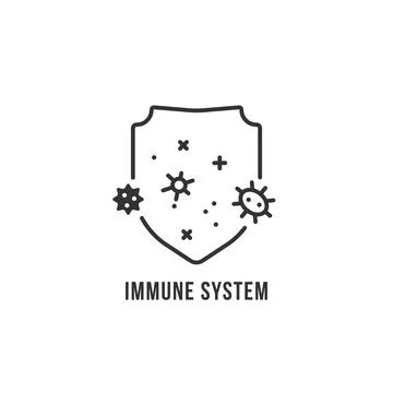 Black thin line immune system logo Stock Illustration