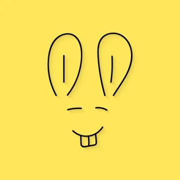 Black thin line rabbit muzzle Stock Illustration