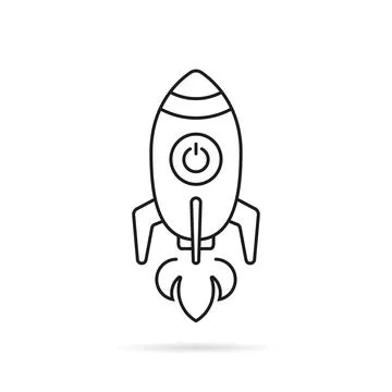 Black thin line rocketship launch Stock Illustration