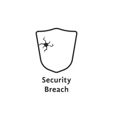 Black thin line security breach like shield Stock Illustration