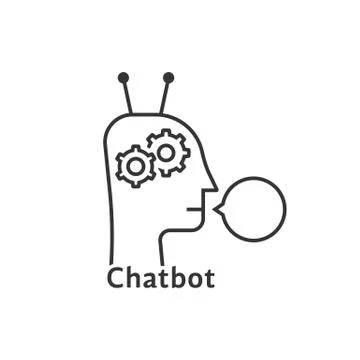 Black thin line side view profile of chatbot Stock Illustration