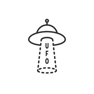 Black thin line simple ufo logo Illustrazione stock