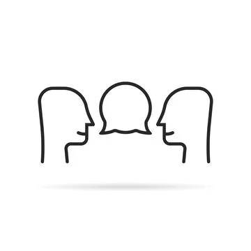 Black thin line small talk icon Stock Illustration