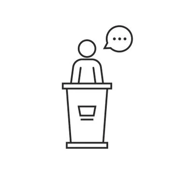 Black thin line speaker podium Stock Illustration