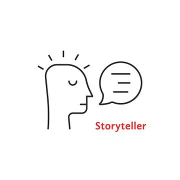 Black thin line storyteller simple icon Stock Illustration