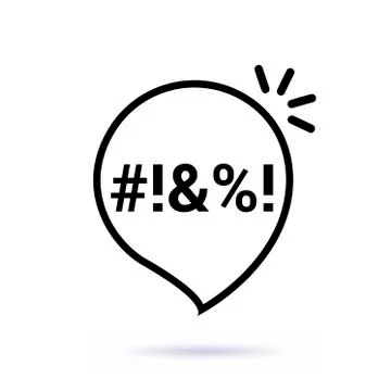 Black thin line swear bubble icon. Art graphic design isolated on white. Illustration