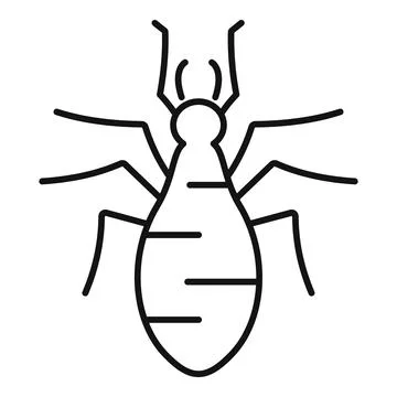 Black thin line termite crawling icon showing pest problem Stock Illustration