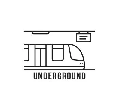 Black thin line underground train icon Stock Illustration