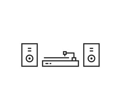 Black thin line vinyl player icon Stock Illustration