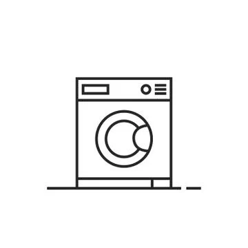 Black thin line washing machine icon Stock Illustration
