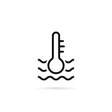 Black thin line water temperature indicator icon 스톡 일러스트